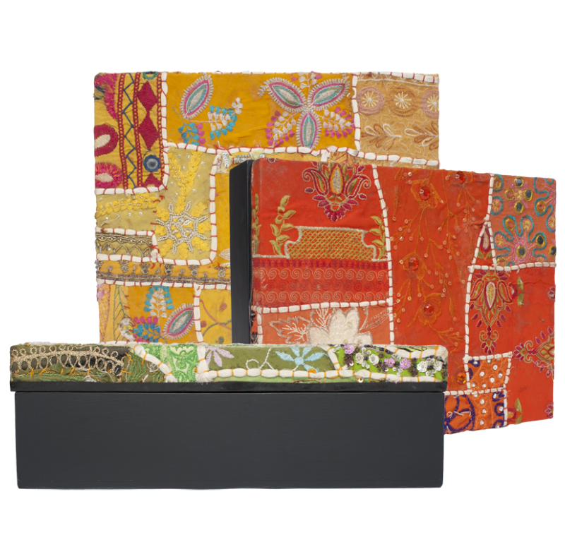 Gold Leaf Design Group Sari Art Boxes | Wall Decor | Modishstore