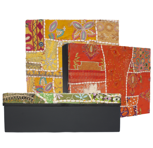 Gold Leaf Design Group Sari Art Boxes | Wall Decor | Modishstore