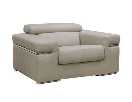 Divani Casa Atlantis - Modern Light Grey Vegan Leather Accent Chair | Modishstore | Lounge Chairs