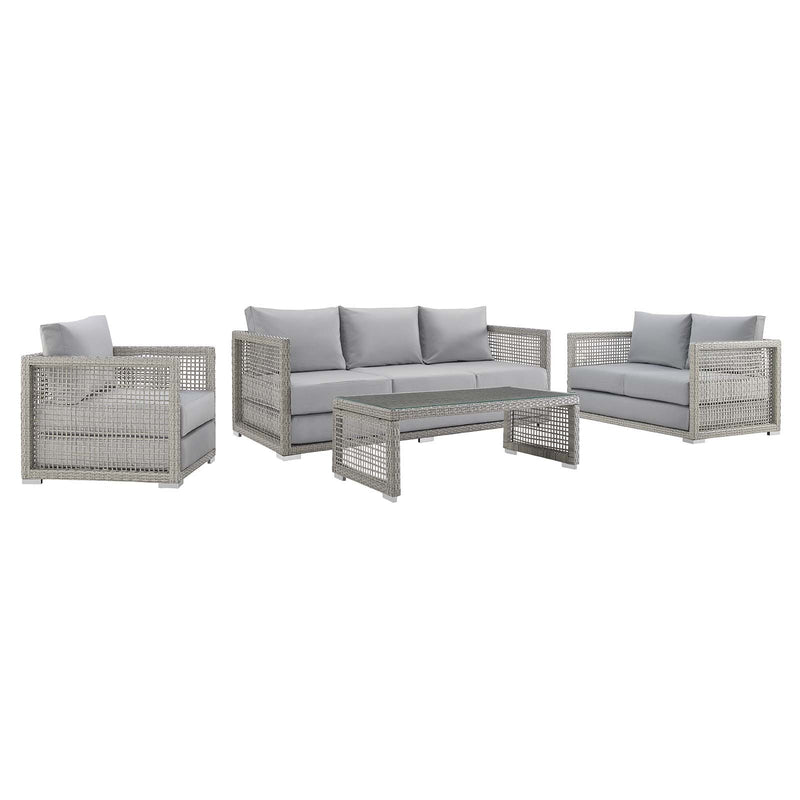 Modway Aura 4 Piece Outdoor Patio Wicker Rattan Set - EEI-3596 | Outdoor Sofas, Loveseats & Sectionals | Modishstore - 10
