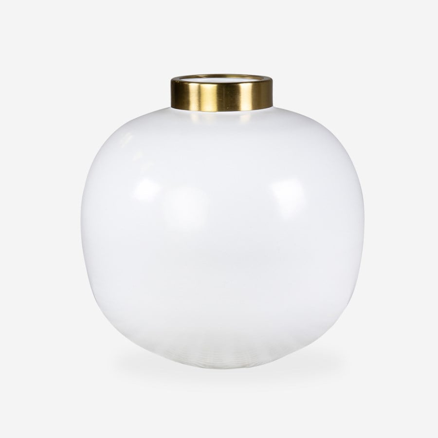 Delta Brass Vase-White/Brass Set of 2 by Jeffan | Vases | Modishstore