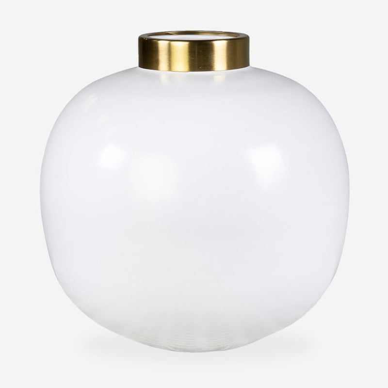 Delta Brass Vase-White/Brass Set of 2 by Jeffan | Vases | Modishstore - 2