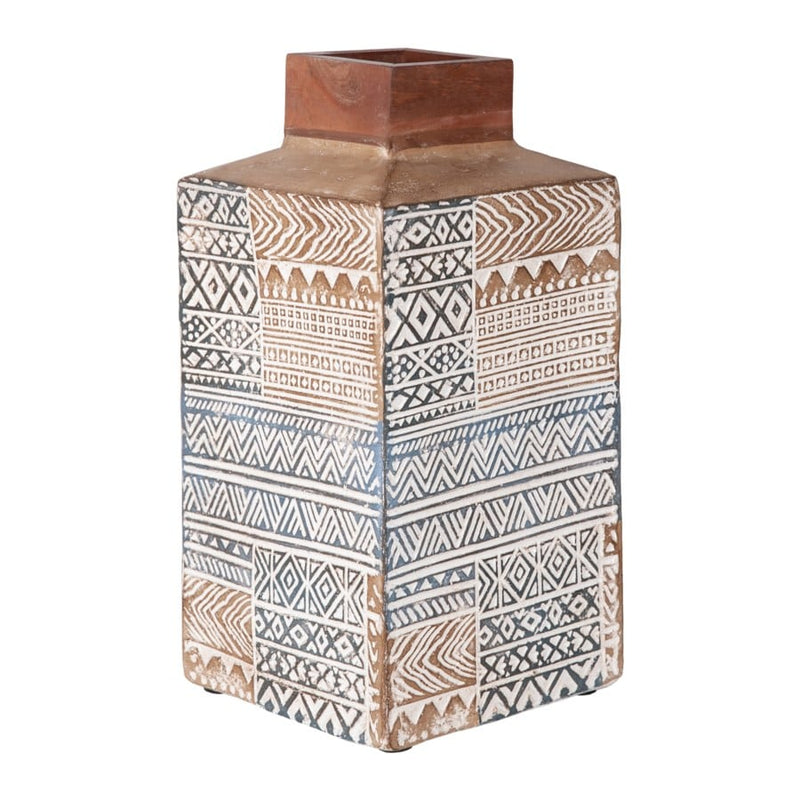 Anisa Square Wood Vase Set of 2 by Jeffan | Vases | Modishstore