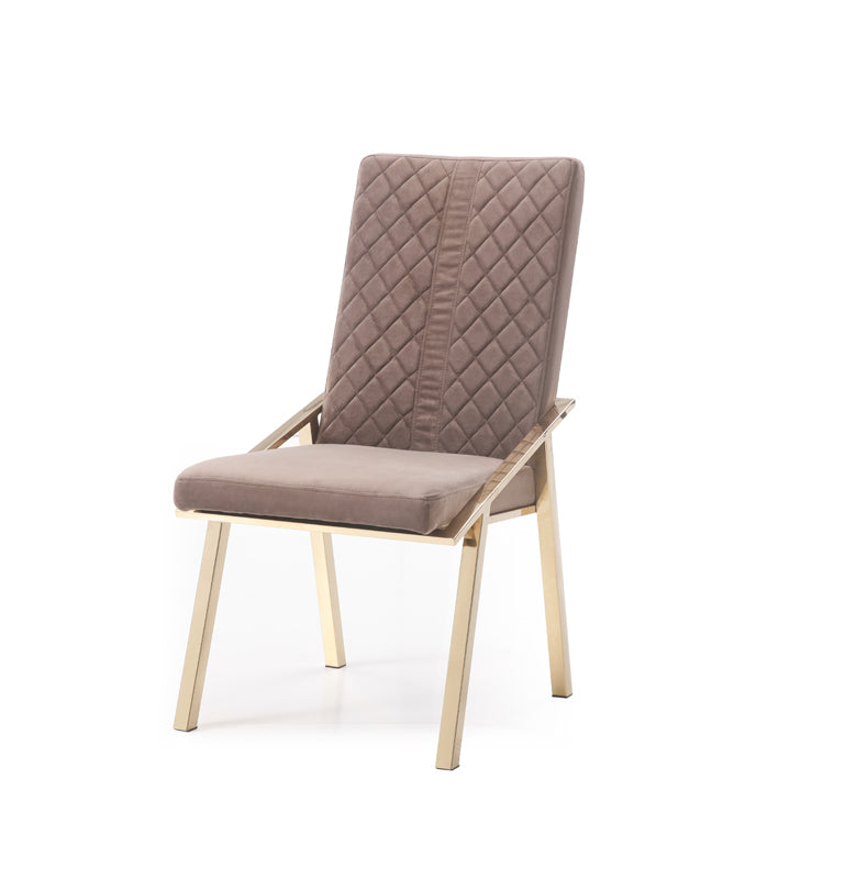 Modrest Acton Modern Brown Velvet & Gold Dining Chair (Set of 2) | Modishstore | Dining Chairs
