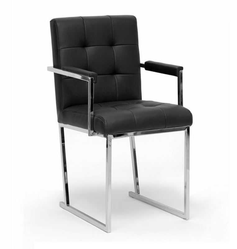 Modrest Click Modern Black Leatherette Dining Arm Chair | Modishstore | Dining Chairs