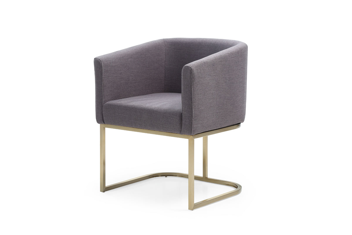 Vig Furniture Modrest Yukon Modern Grey Fabric & Antique Brass Dining Chair | Modishstore | Dining Chairs