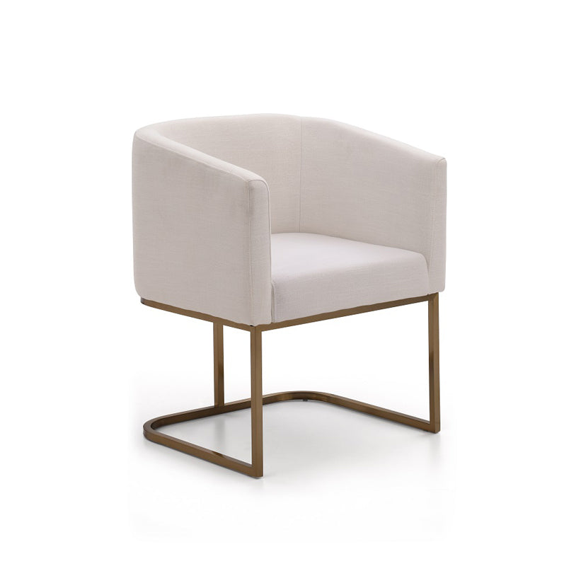 Vig Furniture Modrest Yukon Modern White Fabric and Antique Brass Dining Chair | Modishstore | Dining Chairs