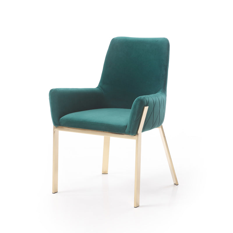 Vig Furniture Modrest Robin Modern Green Velvet & Gold Dining Chair | Modishstore | Dining Chairs