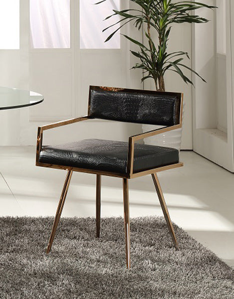 Modrest Rosario Modern Black & Rosegold Dining Chair | Modishstore | Dining Chairs