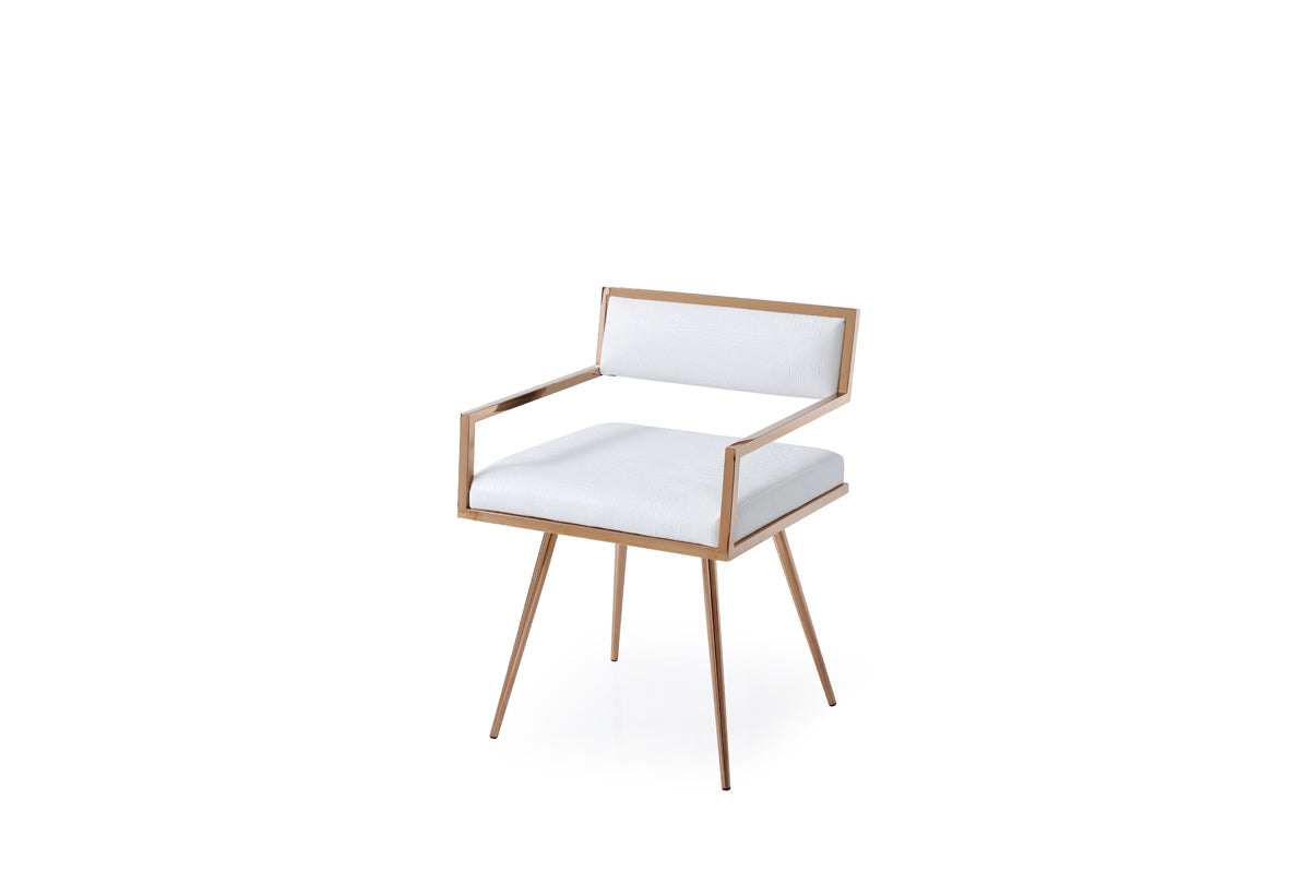 Vig Furniture Modrest Rosario Modern White & Rosegold Dining Chair | Modishstore | Dining Chairs