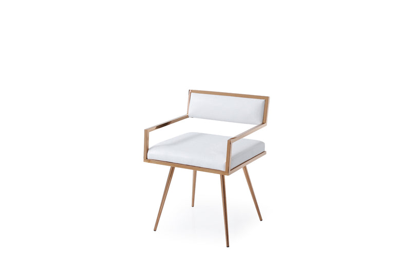 Vig Furniture Modrest Rosario Modern White & Rosegold Dining Chair | Modishstore | Dining Chairs