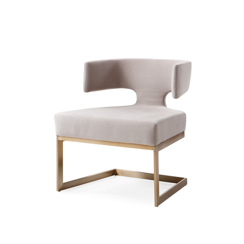 Vig Furniture Modrest Calvo Modern Off-White Velvet & Brass Dining Chair | Modishstore | Dining Chairs