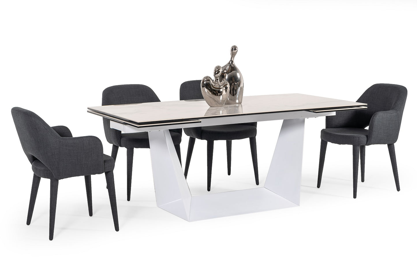 Modrest Baldwin - Modern White Ceramic Extendable Dining Table | Dining Tables | Modishstore - 3