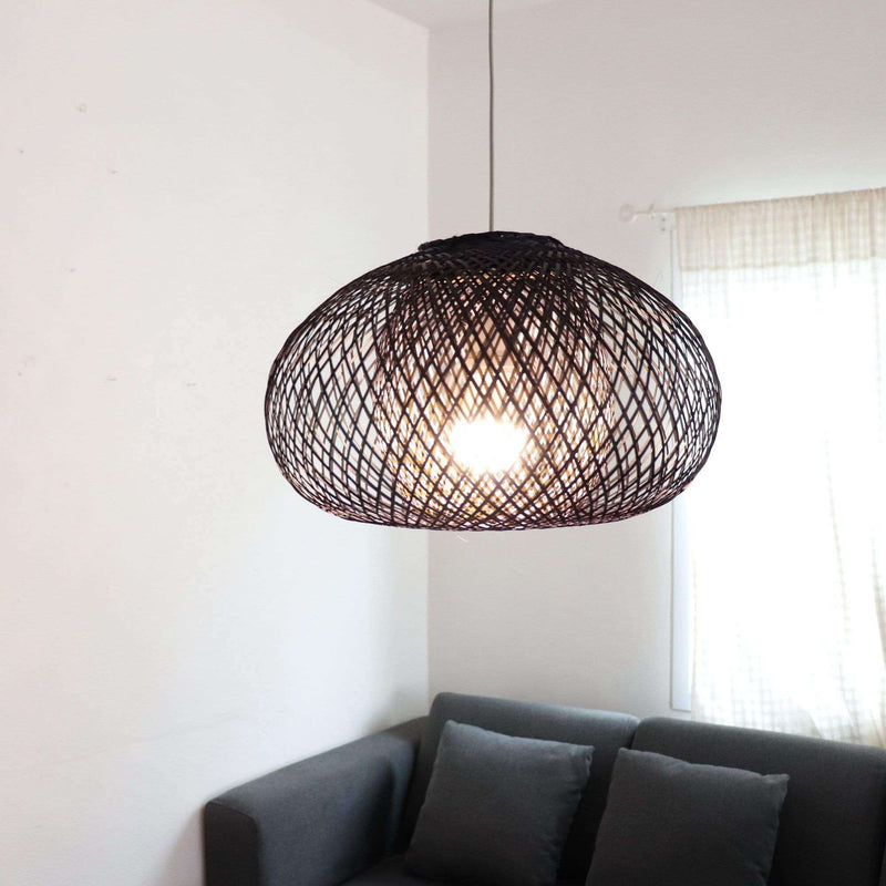 Black A Wa - Black Bamboo Small Pendant Light Shade By Thaihome | Pendant Lamps | Modishstore