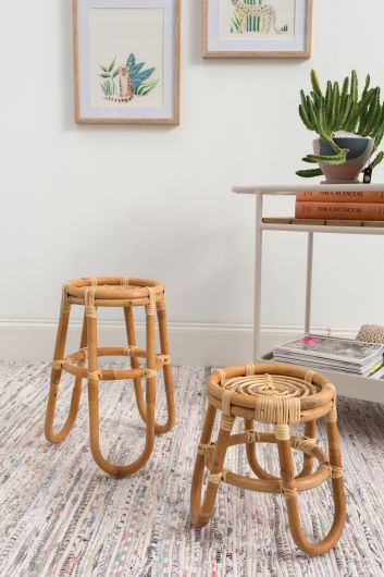 Barefoot Woven Rattan Plant Stand By Accent Decor-2 Sizes | Stands | Modishstore - 5