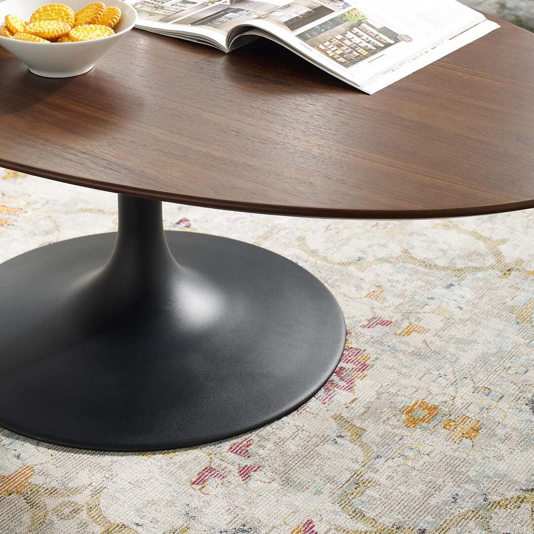 Modway Lippa 48" Oval-Shaped Walnut Coffee Table in Black Walnut | Coffee Tables | Modishstore-4