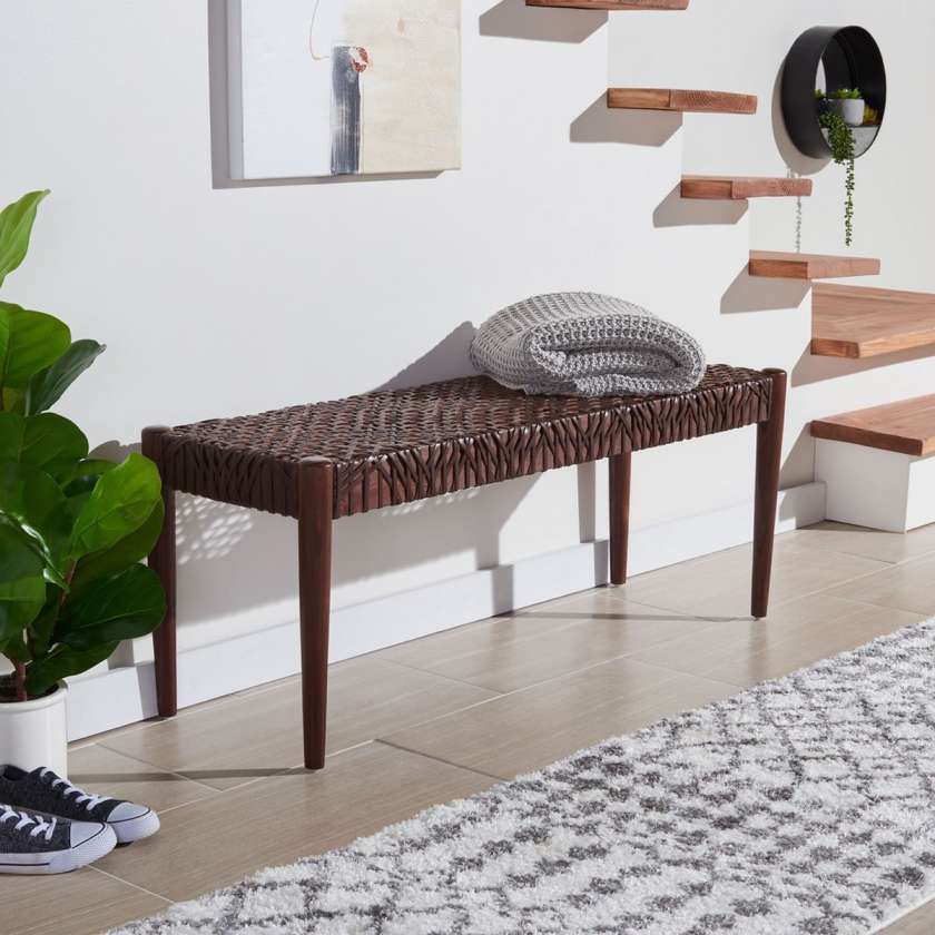Safavieh Bandelier Leather Weave Bench | Stools & Benches |  Modishstore  - 10