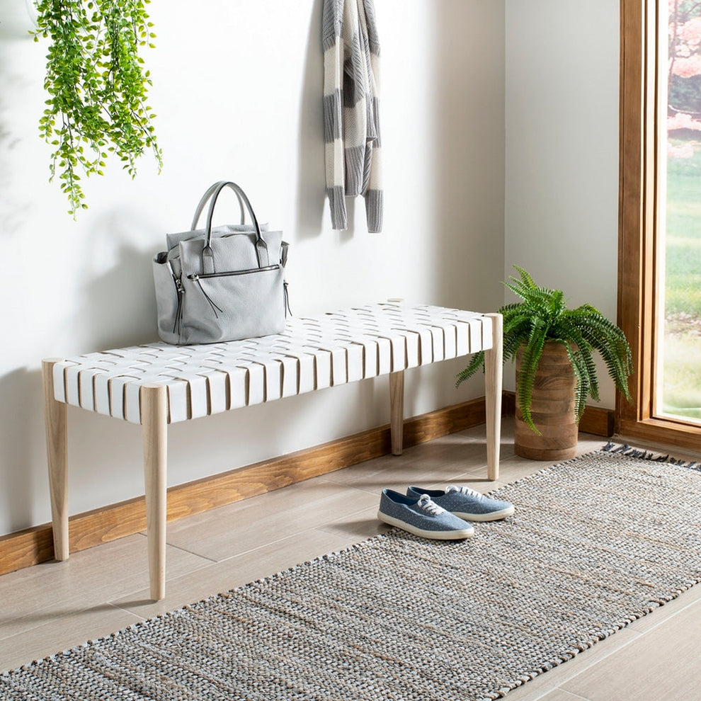 Safavieh Amalia Leather Weave Bench | Benches | Modishstore - 9
