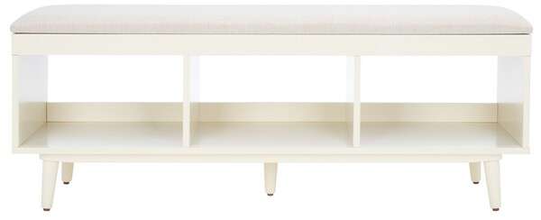 Safavieh Cricket Open Shelf Bench W/ Cushion - Cream Linen | Benches | Modishstore - 2