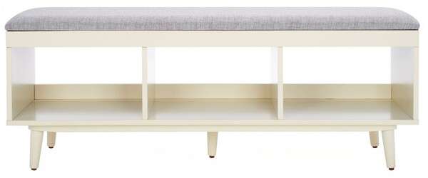 Safavieh Cricket Open Shelf Bench W/ Cushion - Gray Linen | Benches | Modishstore - 2