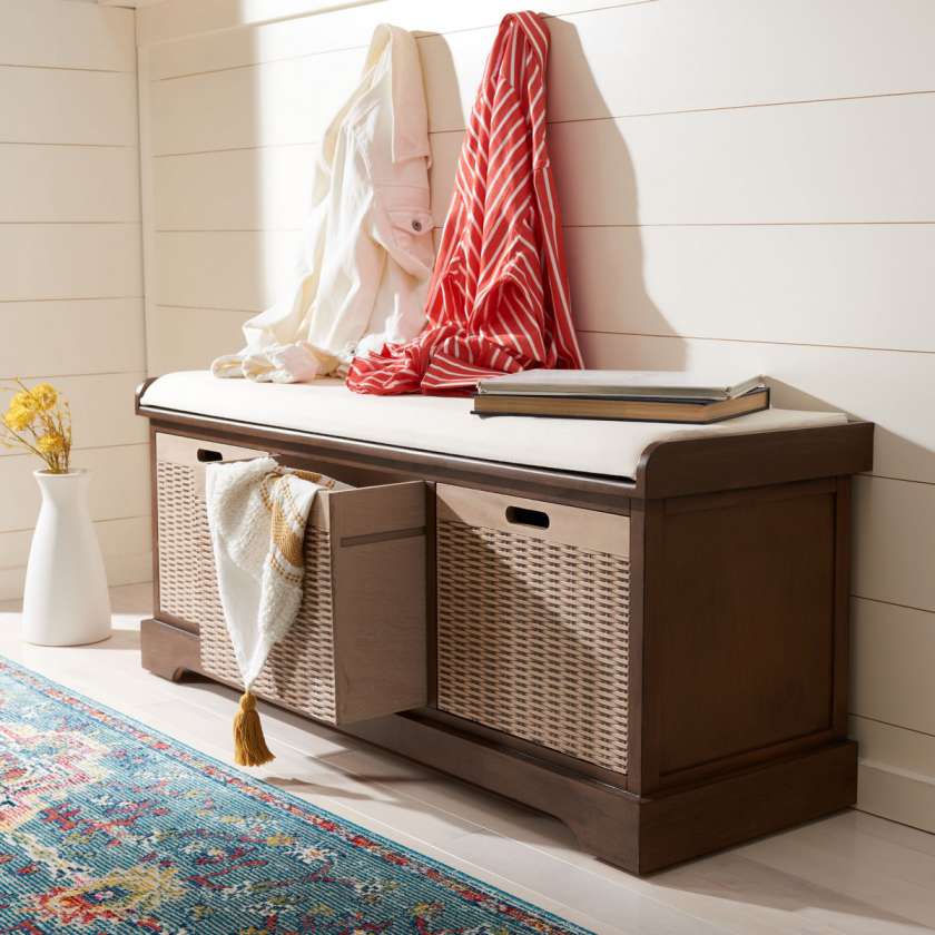 Safavieh Landers 3 Drawer/Cushion Storage Bench | Benches | Modishstore - 2