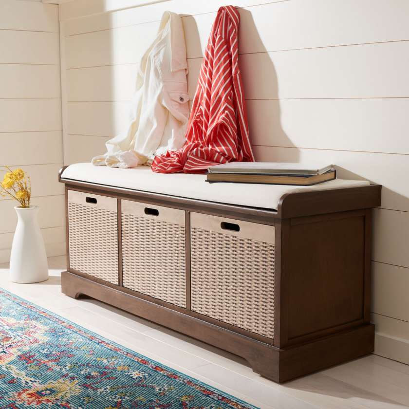 Safavieh Landers 3 Drawer/Cushion Storage Bench | Benches | Modishstore - 4