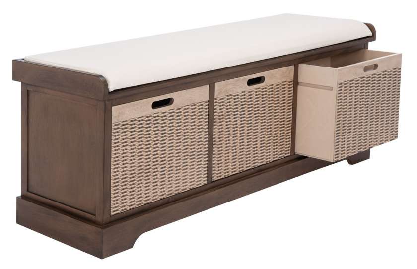 Safavieh Landers 3 Drawer/Cushion Storage Bench | Benches | Modishstore - 3