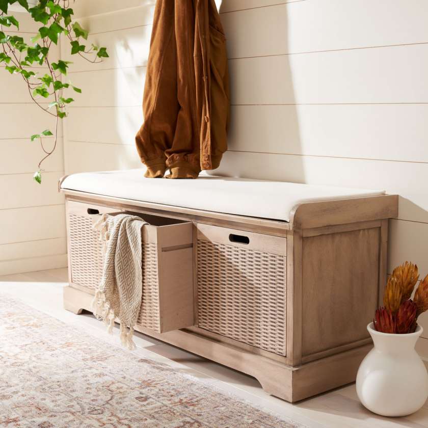 Safavieh Landers 3 Drawer/Cushion Storage Bench | Benches | Modishstore - 7