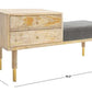 Safavieh Taft 2 Drawer Cushioned Seated Bench - Natural | Benches | Modishstore - 3