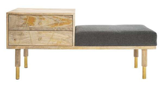 Safavieh Taft 2 Drawer Cushioned Seated Bench - Natural | Benches | Modishstore