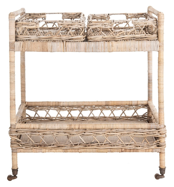 Safavieh Ambrose 2 Tier Rattan Bar Cart | Bar Carts | Modishstore - 1