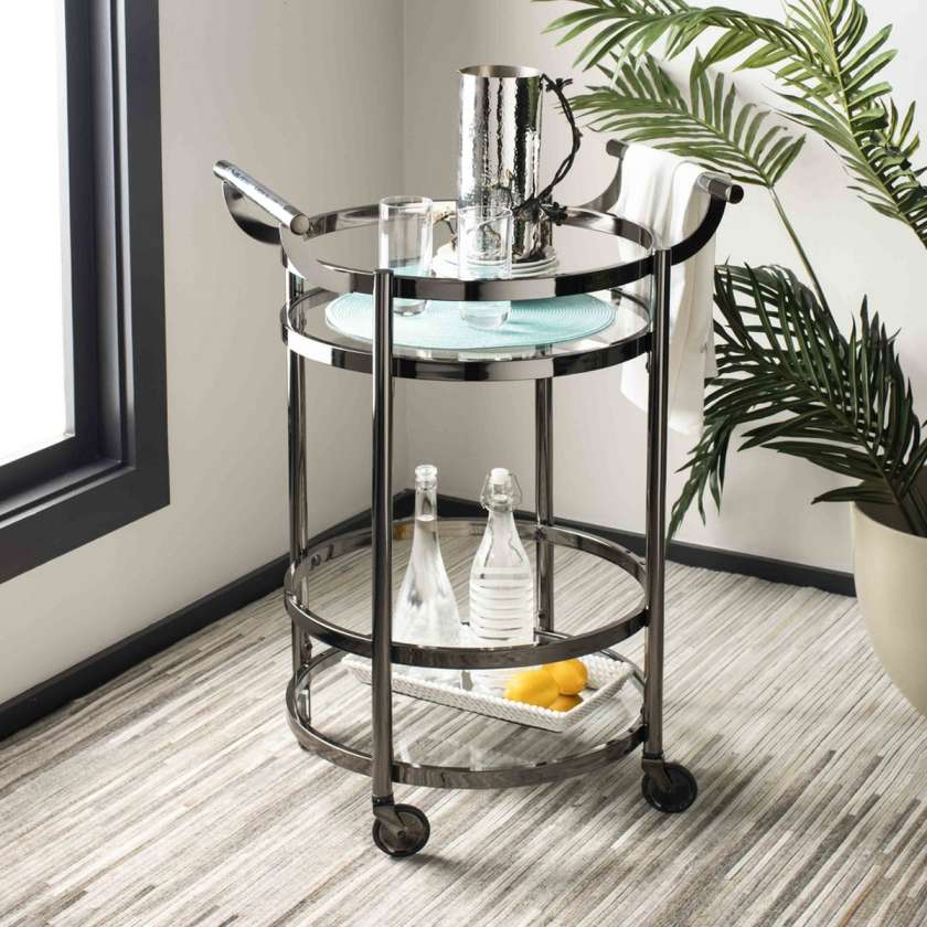 Safavieh Sienna 2 Tier Round Bar Cart | Bar Carts | Modishstore - 2