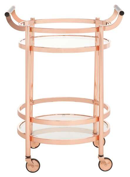 Safavieh Sienna 2 Tier Round Bar Cart - Rose Gold | Bar Carts | Modishstore - 2