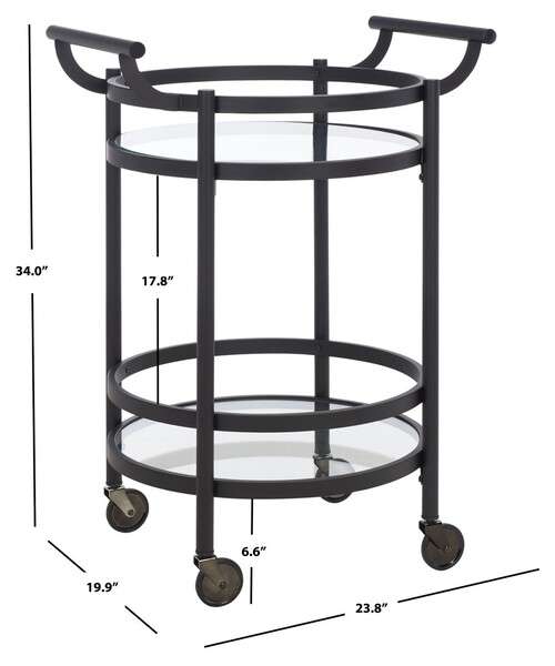 Safavieh Sienna 2 Tier Round Bar Cart - Matte Black | Bar Carts | Modishstore - 4