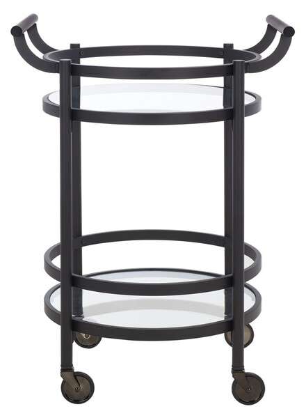 Safavieh Sienna 2 Tier Round Bar Cart - Matte Black | Bar Carts | Modishstore - 2