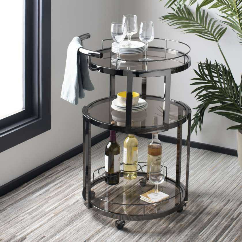 Safavieh Rio 3 Tier Round Bar Cart And Wine Rack | Bar Carts | Modishstore - 6