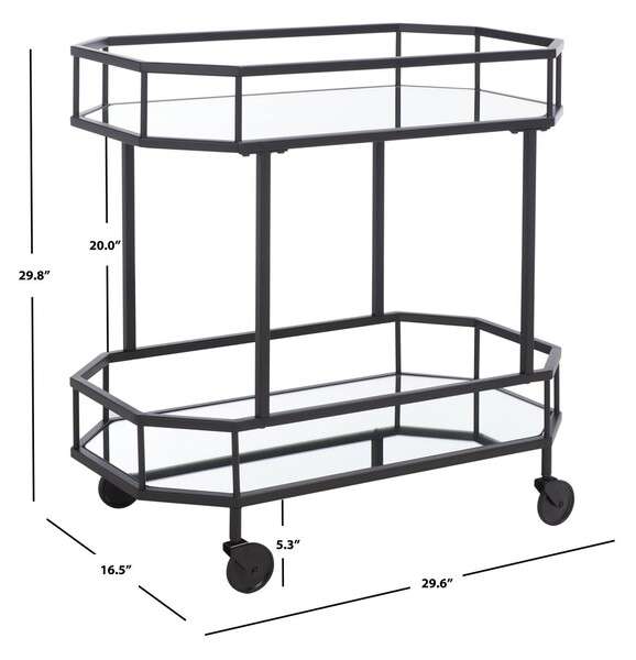Safavieh Silva 2 Tier Octagon Bar Cart - Black | Bar Carts | Modishstore - 3