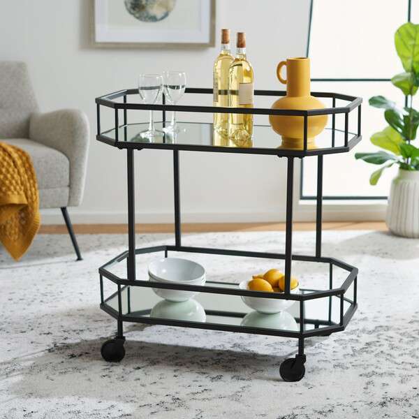 Safavieh Silva 2 Tier Octagon Bar Cart - Black | Bar Carts | Modishstore - 4