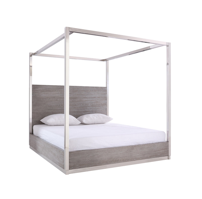 Modrest Arlene Modern Grey Elm & Stainless Steel Bedroom Set-4