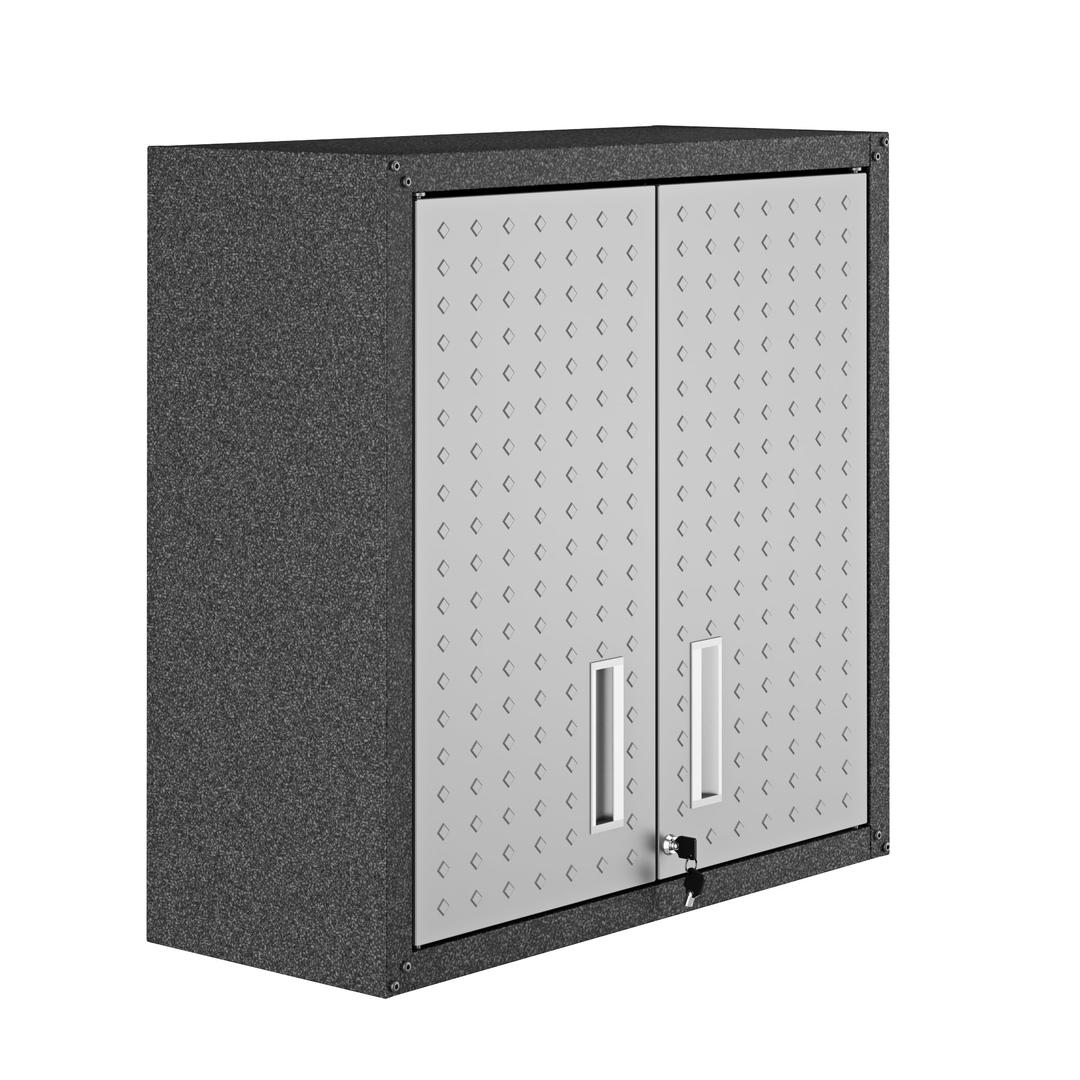Manhattan Comfort Fortress 30" Floating Textured Metal Garage Cabinet with Adjustable Shelves in Grey | Cabinets | Modishstore-5