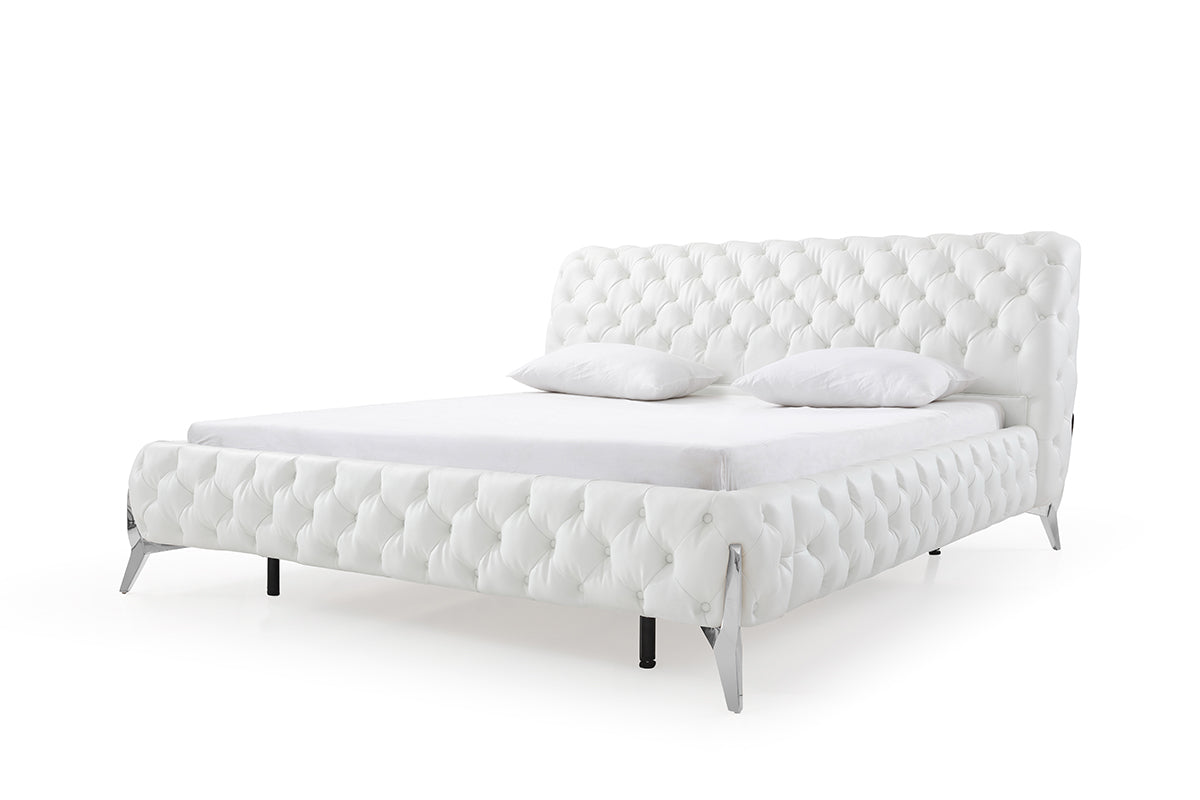 Modrest Legend Modern White Bonded Leather Bed-3