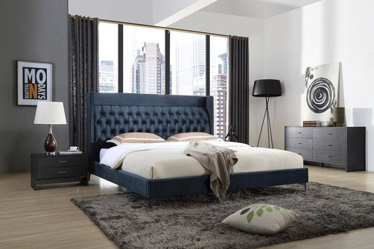 Modrest Wales Modern Blue Fabric Bed | Modishstore | Beds