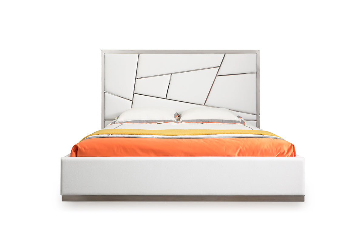 Modrest Chrysler Modern White Bonded Leather Bed | Beds | Modishstore - 3