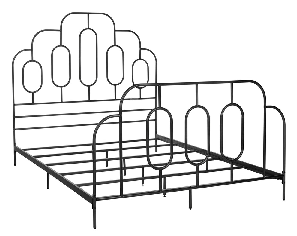 Safavieh Paloma Metal Retro Bed Queen Size - Black | Beds | Modishstore - 2