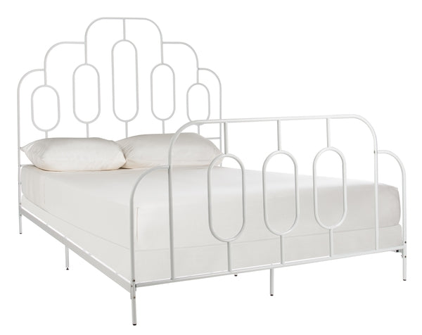 Safavieh Paloma Metal Retro Bed Queen Size - White | Beds | Modishstore - 2
