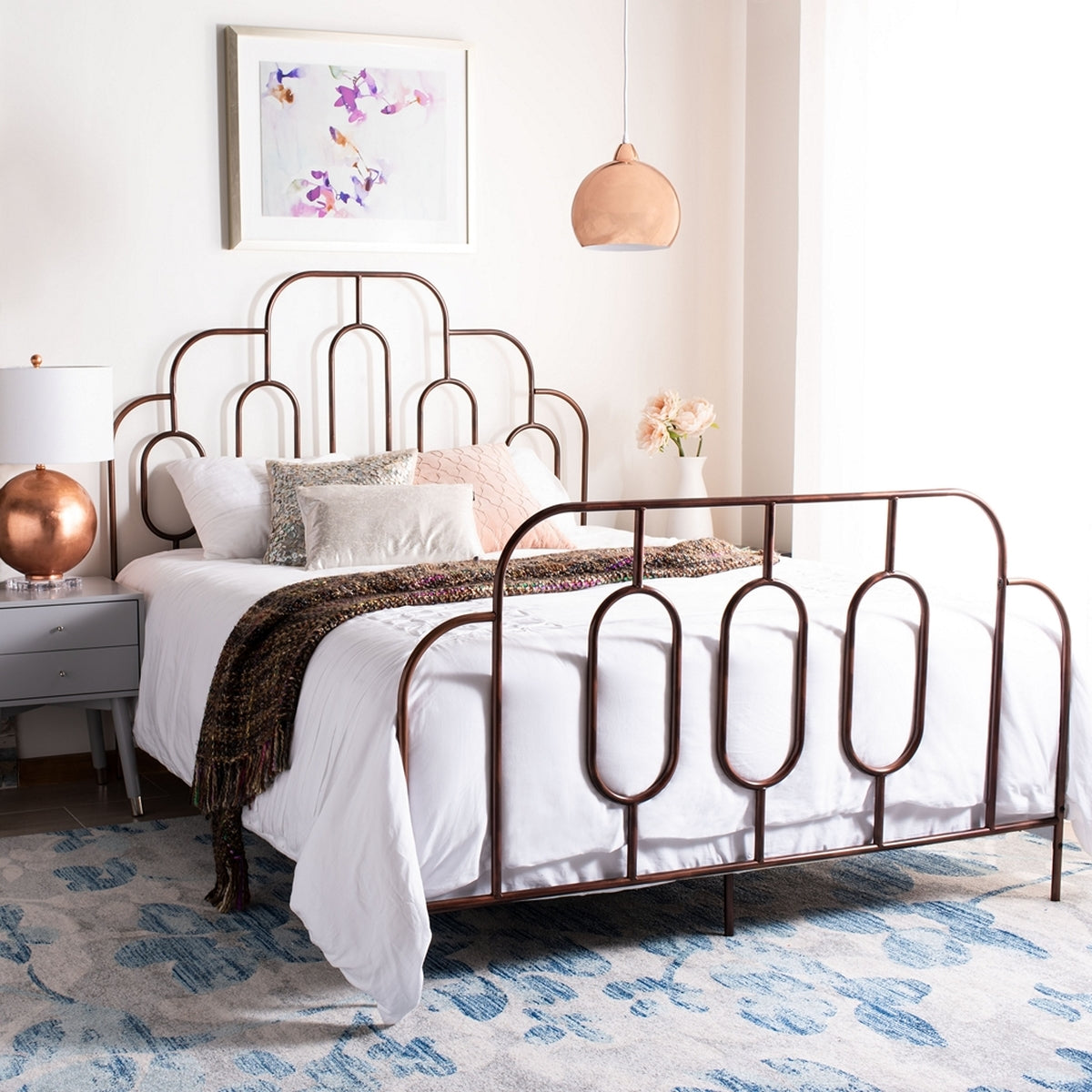 Safavieh Paloma Metal Retro Bed Full Size - Antique Bronze | Beds | Modishstore