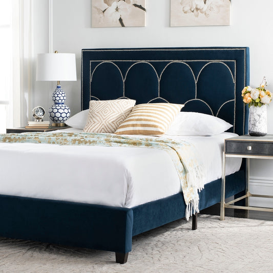 Safavieh Solania Bed Queen Size - Navy | Beds | Modishstore