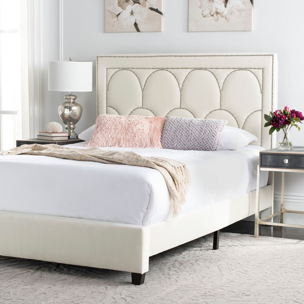 Safavieh Solania Bed Queen Size - Creme | Beds | Modishstore
