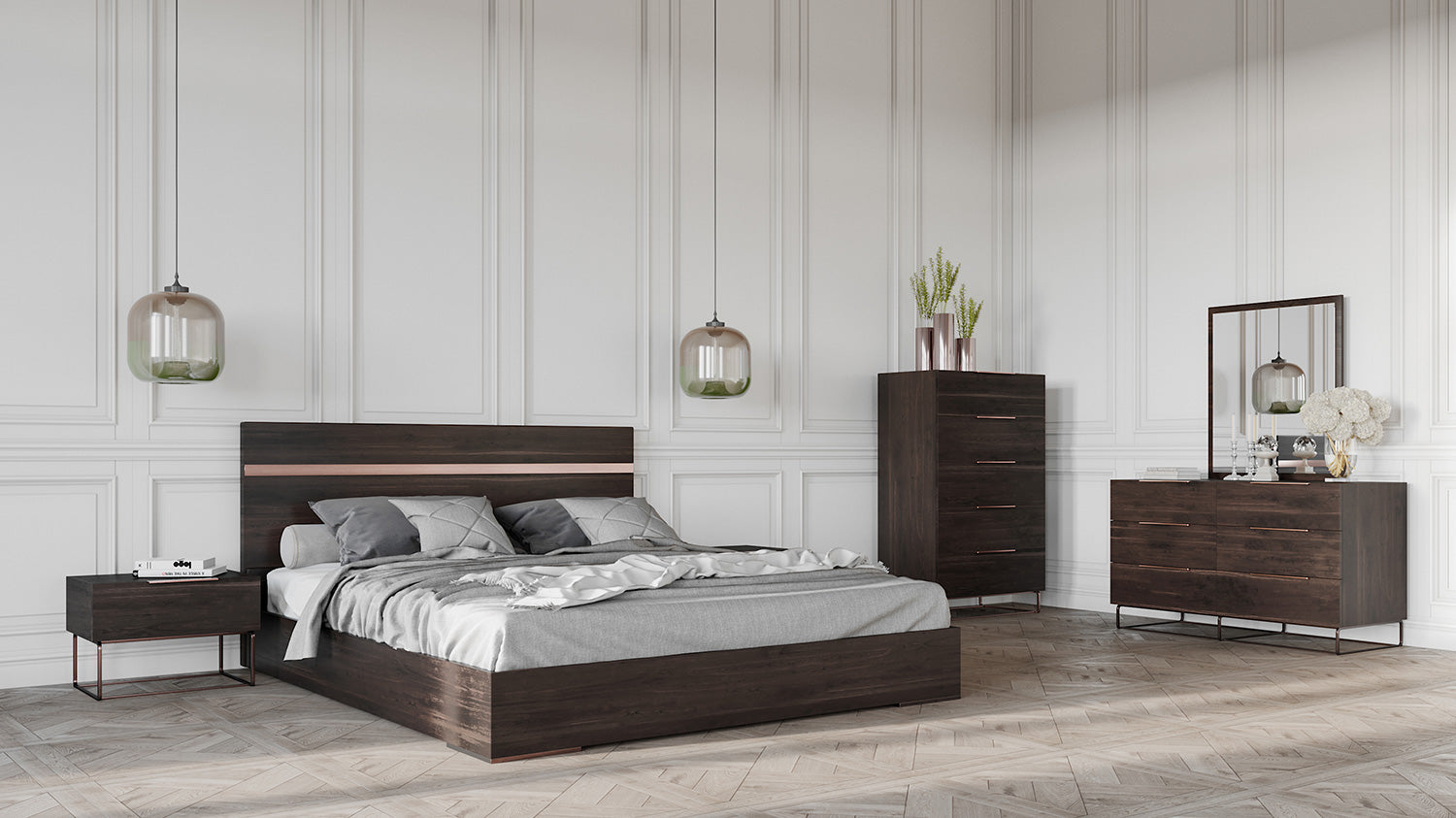 Nova Domus Benzon Italian Modern Dark Rovere Bedroom Set | Bedroom Sets | Modishstore