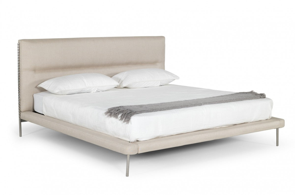 Modrest Bergeron - Contemporary Cream Woven Fabric Bed